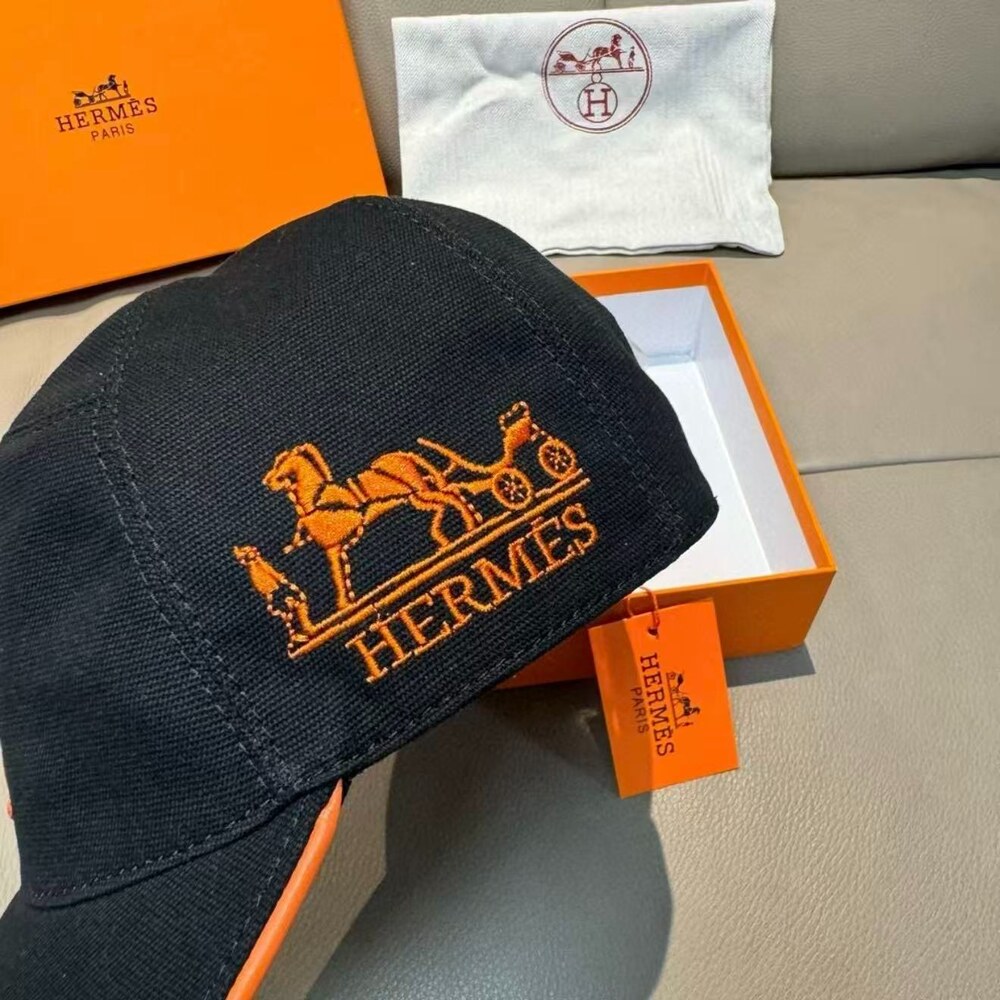 Hermès H Logo Black Cotton Baseball Cap - Picture 7 of 8